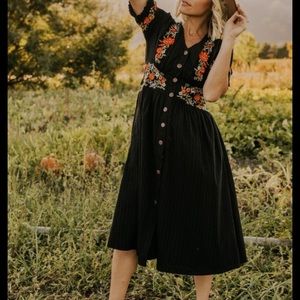 Roolee navy embroidered dress